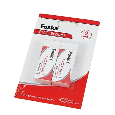 ممحاة أقلام رصاص مدرسية FOSKA بيضاء ناعمة مقاس 57 ملم - عدد 2