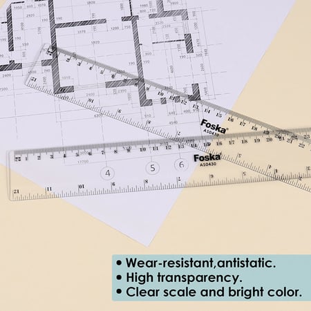 مسطرة بلاستيكية FOSKA مقاس 30x3.8 سم