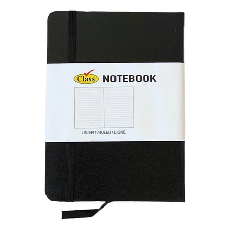 دفتر ملاحظات A6 بغلاف مقوى أسود - 96 ورقة