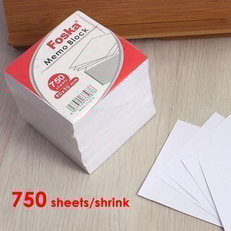 اوراق ملاحظات غير لاصقة أبيض FOSKA - عدد 750 شريحة