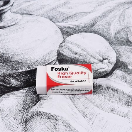 ممحاة أقلام رصاص مدرسية FOSKA 2B بيضاء ناعمة مقاس 37 ملم