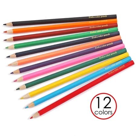 أقلام تلوين خشبية ملونة سداسية الشكل FOSKA بطول 7 إنش - عدد 12