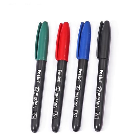 أقلام ماركر دائم برأس دائري بألوان متعددة FOSKA مقاس 6 ملم - عدد 4