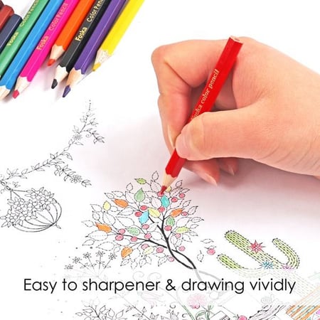 أقلام تلوين خشبية ملونة سداسية الشكل FOSKA بطول 7 إنش - عدد 24