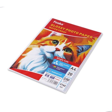 ورق صور لامع A4 مقاوم للماء FOSKA 230 GSM عدد 20 ورقة