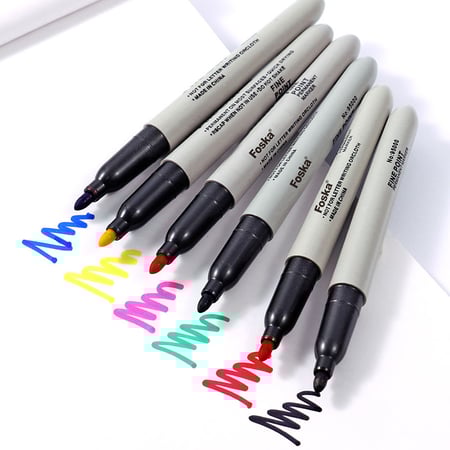 أقلام ماركر دائم برأس دائري بألوان متعددة FOSKA مقاس 6 ملم - عدد 12