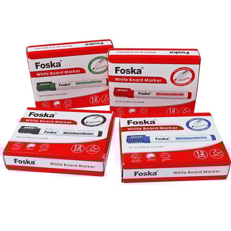أقلام ماركر سبورة برأس دائري أزرق FOSKA مقاس 4 ملم - عدد 12