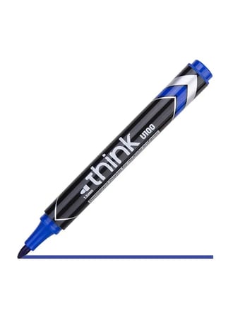 أقلام تحديد دائم رأس مشطوف DELI أزرق 1.5-5 ملم - عدد 12