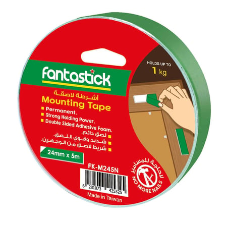 شريط لاصق FANTASTICK ذو وجهين - 1 بوصة × 5 أمتار