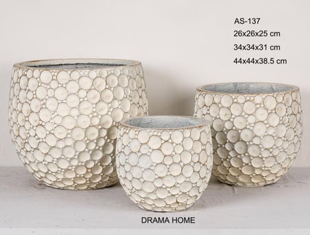 طقم أحواض دائرية بيضاء