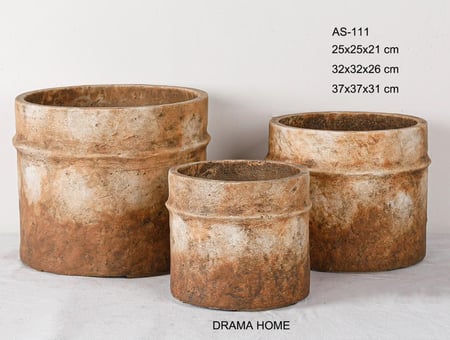 مجموعة أحواض حجرية من 3 قطع - ديكور منزلي ريفي