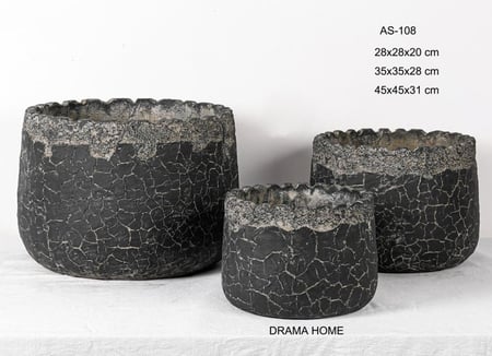 مجموعة أحواض حجرية من 3 قطع للنباتات والأشجار الصناعية - ديكور منزلي ريفي