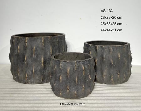 أحواض مستديرة مُضلّعة - طقم من 3 أحجام