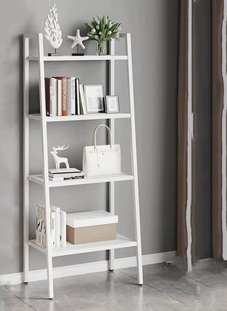 وحدة رفوف تخزين 4 أدوار بشكل مستطيل باللون الأبيض