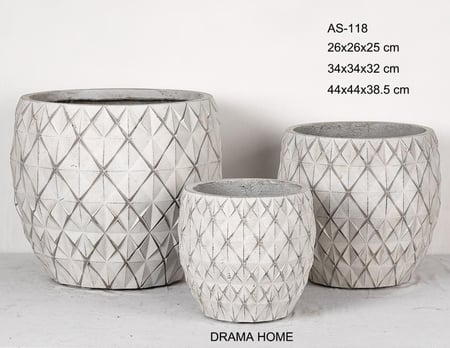 مجموعة الاحواض النباتية من 3 قطع باللون الابيض - ديكور منزلي عصري