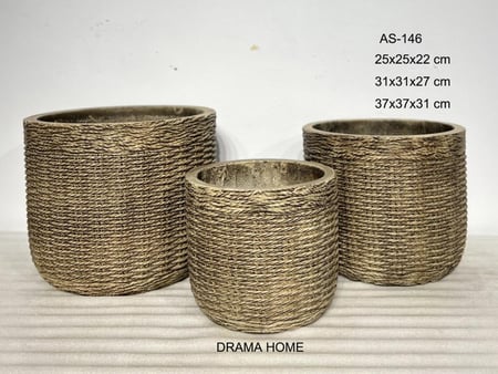 أحواض نباتية "حبل الأناقة"  باللون البنى - طقم من 3 أحجام