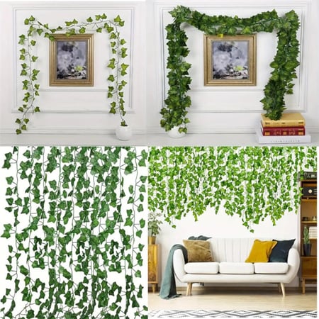 نباتات صناعية من أكليل اللبلاب الصناعي ورق العنب 12 قطعة