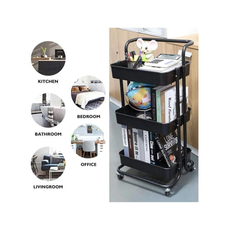 عربة تخزين بعجلات 3 طبقات – أبعاد 36*42*85 سم | متوفرة بـ 3 ألوان