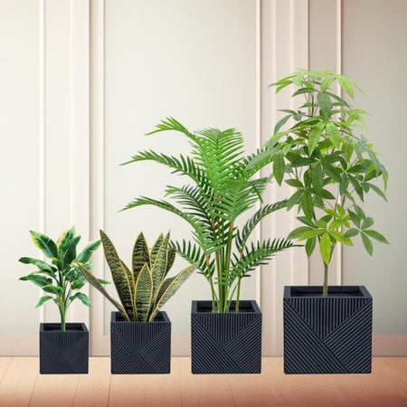 طقم أحواض مربعة "الخطوط الحديثة باللون الأسود" من Drama Home