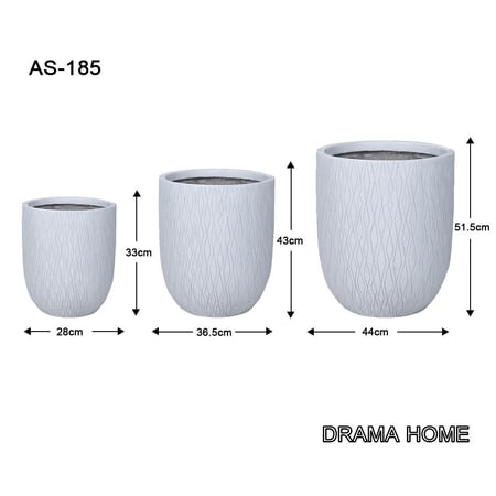 طقم أحواض  نباتات صناعية "الظلال الأبيض" من Drama Home