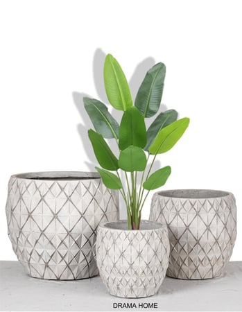 مجموعة الاحواض النباتية من 3 قطع باللون الابيض - ديكور منزلي عصري