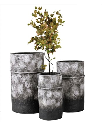 مجموعة أحواض نباتية من الخرسانة ذات ملمس حجري باللون الاسود -  3 أحجام