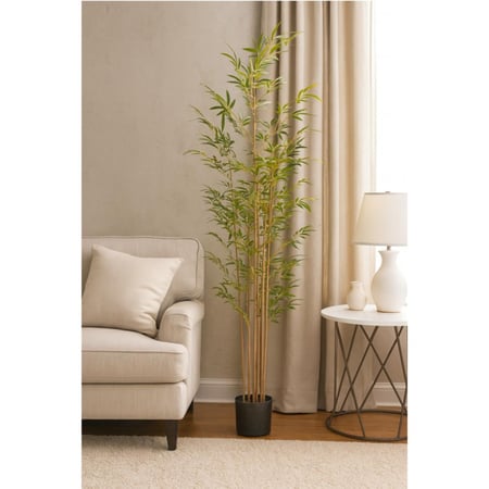 شجرة بامبو صناعية بطول 200 سم – أوراق كثيفة بملمس واقعي – ديكور مثالي للمنزل والمكتب