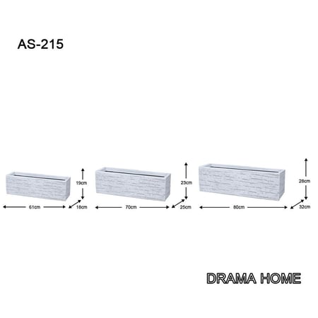 أحواض زراعية مستطيلة - تصميم حجري عصري بثلاثة أحجام - مثالية للنباتات الداخلية والخارجية