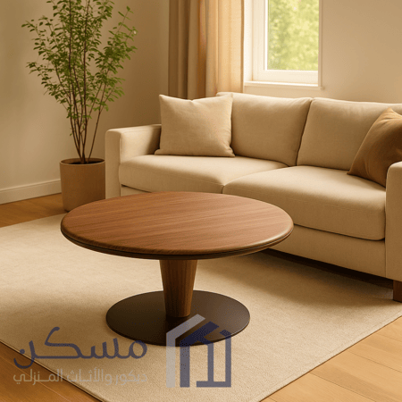 طاولة قهوه بسطح قشرة الجوز الطبيعي