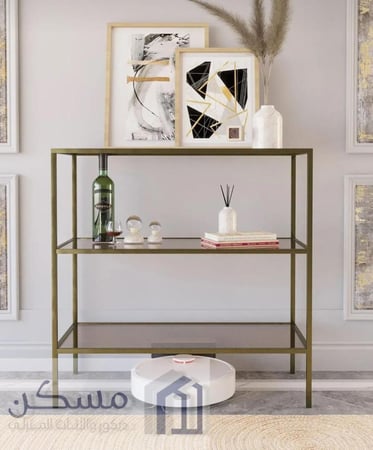 مدخل كونسول بشكل انيق 3 أدوار زجاج وقاعدة حديد