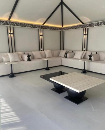 طقم طاولات بسطح بديل الرخام والزجاج 6 قطع