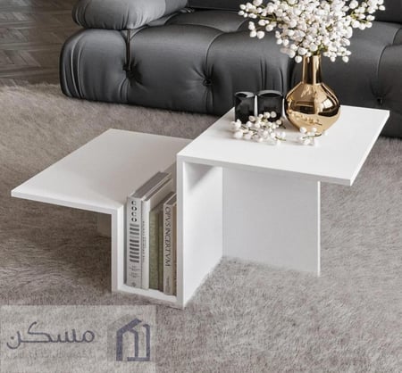 طاولة قهوة بشكل هندسي جديد يوجد مساحة تخزين اضافية