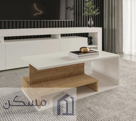 طاولة قهوة وسطية بشكل عصري بمساحة تخزين اضافية