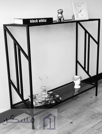 مدخل كونسول بشكل جديد بسطحين زجاج وقاعدة حديد