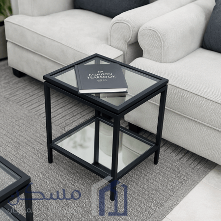 طاولة خدمة دورين تصميم زجاجي شفاف بإطار معدني