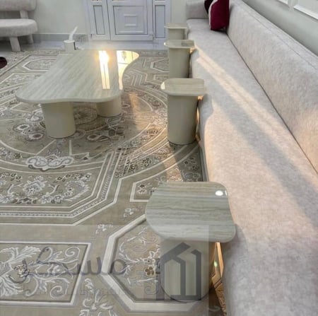 طقم طاولات طاوله كونسول بسطح بديل الرخام يتكون من 6 قطع