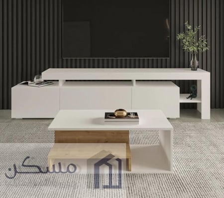 طاولة قهوة وسطية بشكل عصري بمساحة تخزين اضافية