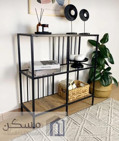 كونسول ديكور خشبي ومعدني بتصميم عصري