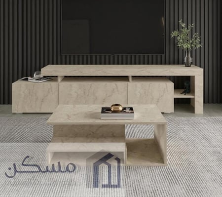 طاولة قهوة وسطية بشكل عصري بمساحة تخزين اضافية