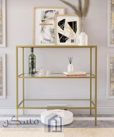 مدخل كونسول بشكل انيق 3 أدوار زجاج وقاعدة حديد