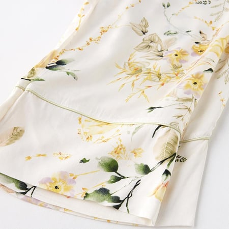 بيجاما الزهور المنعشة بأكمام قصيرة من قماش الفيسكوز البارد-A15