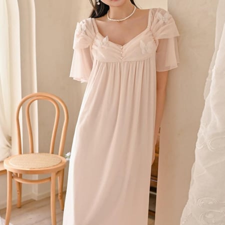 قميص إطلالات الأميرات الأنيقة مع لؤلؤ وفراشات حالمة-(أربعة ألوان)