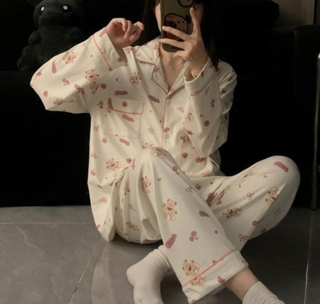 بيجاما الدبدوب الكيوت مع طبعات أنثوية