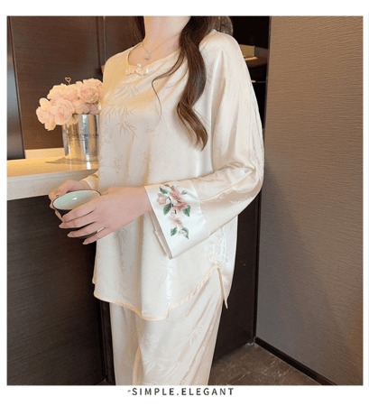 بيجاما الساتان الناعم ( برمودا ) مع الطراز الياباني الأنيق-A47