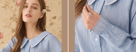 بيجاما من القطن الطبيعي 100% بتفاصيل أنثوية راقية -(أصفر-أزرق)