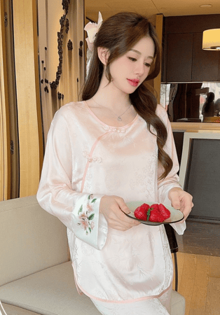 بيجاما الساتان الناعم ( برمودا ) مع الطراز الياباني الأنيق-A47