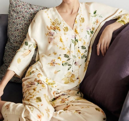 بيجاما الزهور الخريفية الأنيقة من قماش الفيسكوز البارد-A38