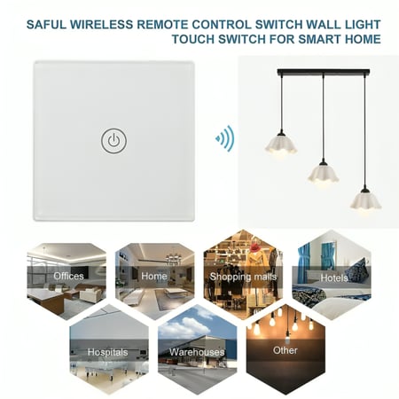 مفتاح ثنائي اسود ذكي تحكم عن بعد WiFi سهل الاستخدام يعمل باللمس تحكم بالجوال متوافق مع اليكسا وجوجل هوم