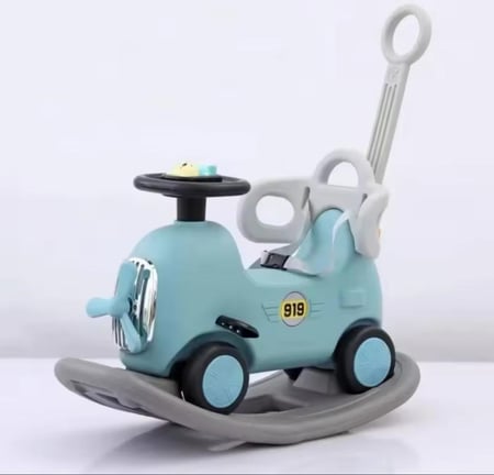 لعبة حصان هزاز خشبي كبير للأطفال من Lazychild، سيارة هزازة ذات استخدام مزدوج متزايد مع موسيقى للركوب