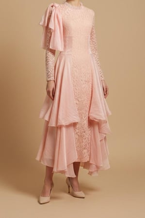 فستان سهرة دانتيل وردي